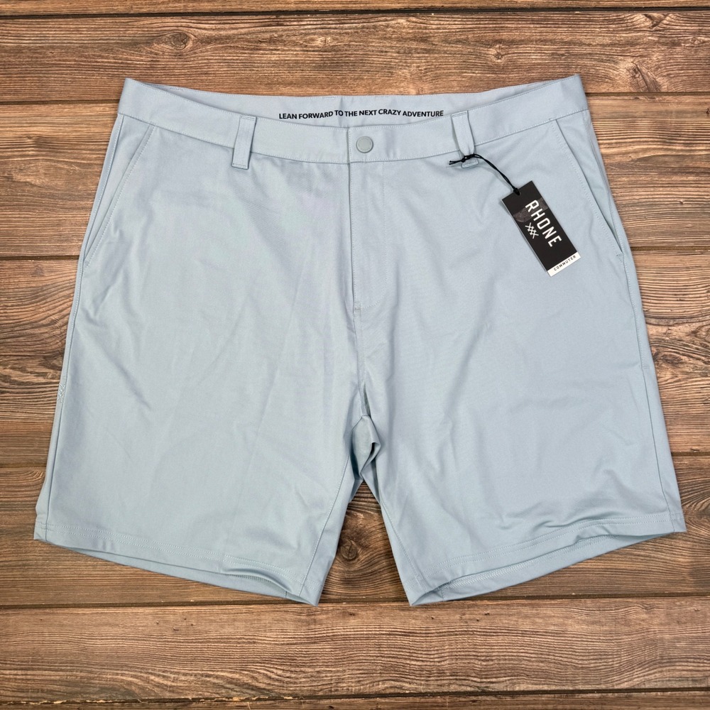 Rhone Mens Size 40 Commuter Shorts Heron Blue 9 Inch Flex-Knit NEW 100273-040-40